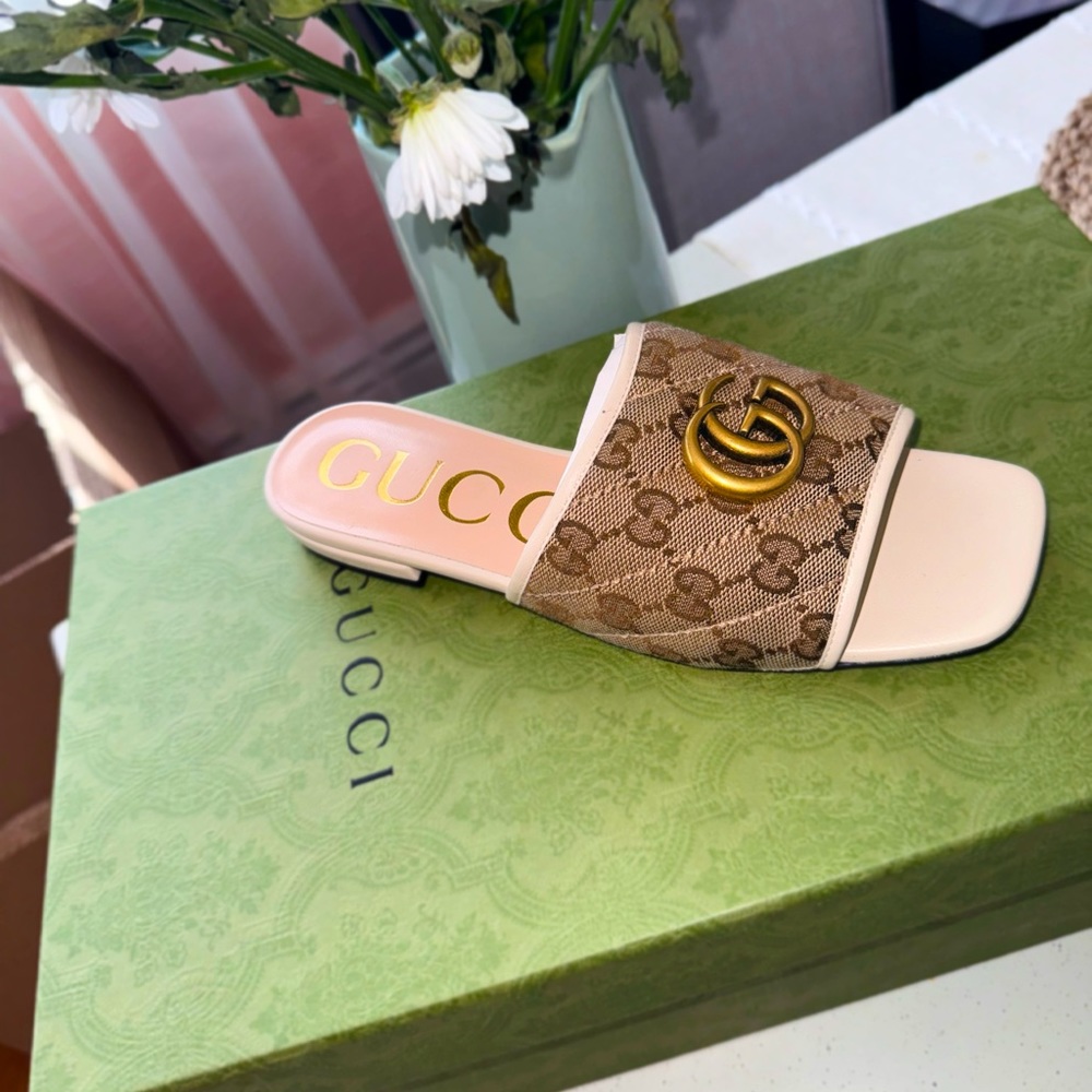 ORIGINAL GUCCI GG/ NAPPA CHARLOTTE SALIDE SANDALS